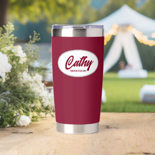 Cranberry Red Stylised Wedding Bridesmaid Insulated Tumbler