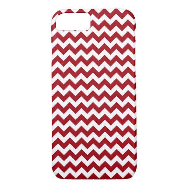 Cranberry Red White Chevron Zig-Zag Pattern Case-Mate iPhone Case (Back)