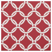 Cranberry Red, White Linked Circles Pattern #1