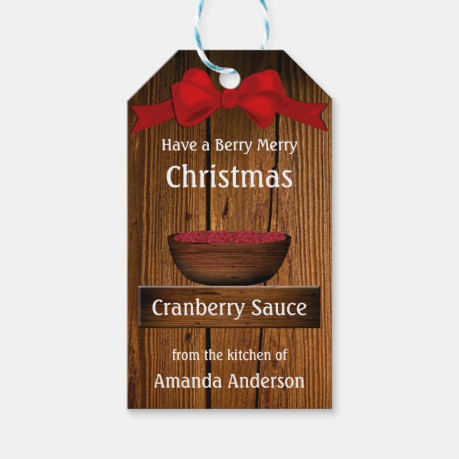 Cranberry Rustic Wood Christmas Gift Tags (Front)