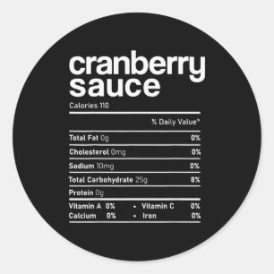Cranberry Sauce Nutrition Funny Thanksgiving Chris Classic Round Sticker