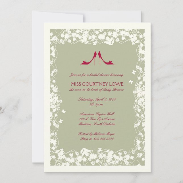 Cranberry Shoes Bridal Shower Invitation (Front)
