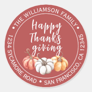 Cranberry Spice Thanksgiving Return Address Classic Round Sticker