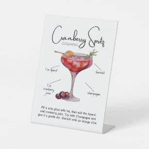 Cranberry Spritz Cocktail Pedestal Sign