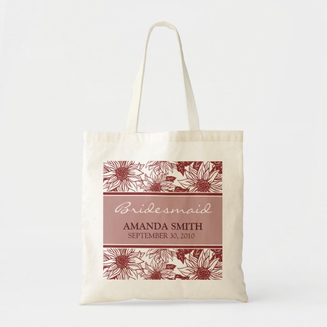 Cranberry Sunflower Personalised Wedding Party Bag (Front)