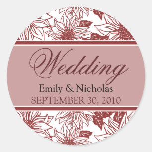 Cranberry Sunflowers Wedding Invitation Seal