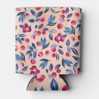 Cranberry Watercolor: Wild Berries Seamless Can Cooler