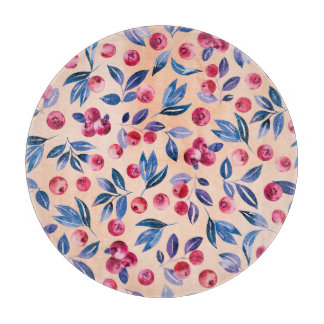 Cranberry Watercolor: Wild Berries Seamless Cutting Board