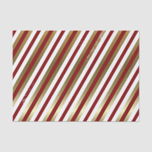 Cranberry, White, Gold Stripe Tissue Paper