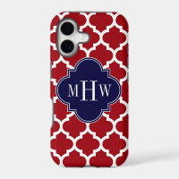 Cranberry Wht Moroccan #5 Navy Blue Name Monogram
