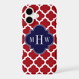 Cranberry Wht Moroccan #5 Navy Blue Name Monogram