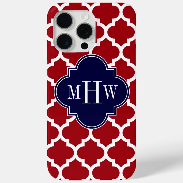 Cranberry Wht Moroccan #5 Navy Blue Name Monogram Case-Mate iPhone Case (Back)