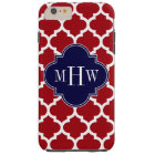 Cranberry Wht Moroccan #5 Navy Blue Name Monogram