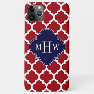 Cranberry Wht Moroccan #5 Navy Blue Name Monogram Case-Mate iPhone Case