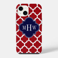Cranberry Wht Moroccan #5 Navy Blue Name Monogram