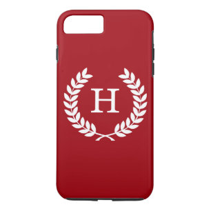 Cranberry Wht Wheat Laurel Wreath Initial Monogram Case-Mate iPhone Case