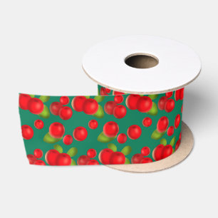 Cranberry With Leaves Satin Ribbon