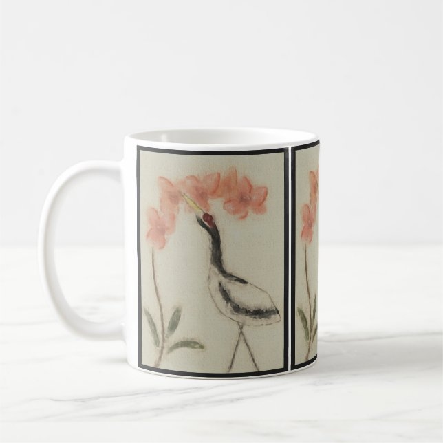Crane and Orchid Mug (Left)