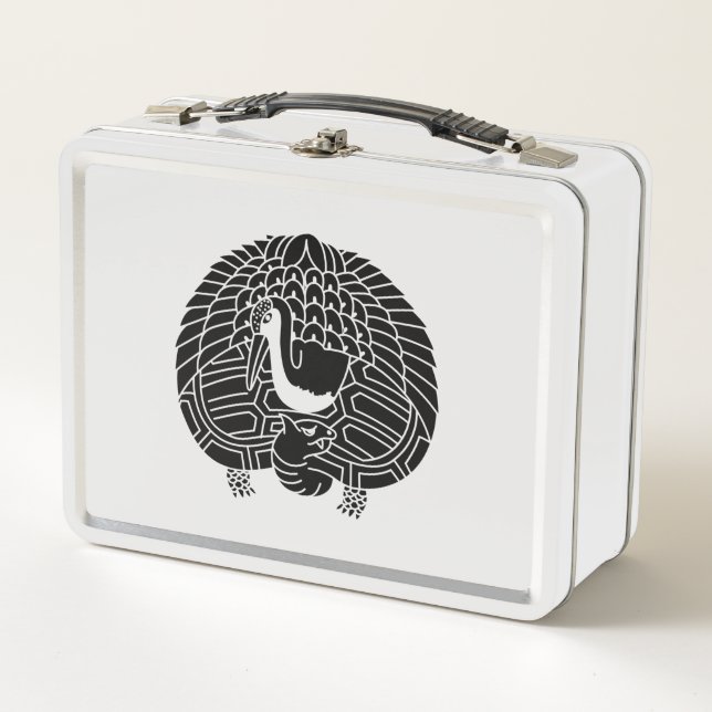 Crane and turtle metal lunch box (Front)