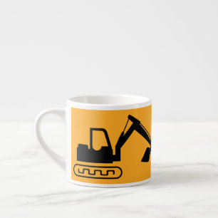 Crane Backhoe, Yellow Black, Worker  Espresso Cup