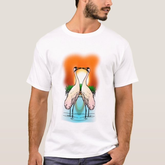 Crane Bird - Two Love Whooping Crane T-Shirt (Front)