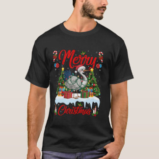 Crane Bird Xmas Tree Lighting Santa Hat Crane Chri T-Shirt