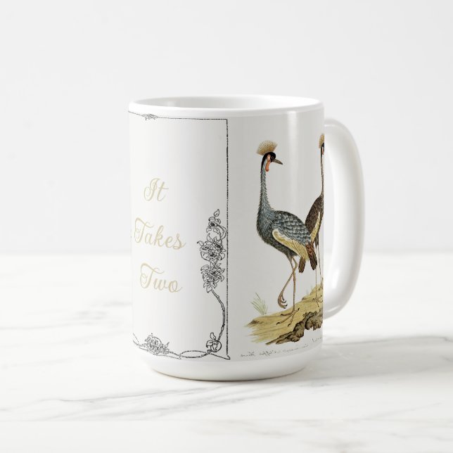 Crane Birds Typography It Takes Two Coffee Mug (Front Right)