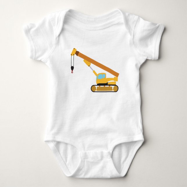 Crane Construction Truck Baby Bodysuit (Front)