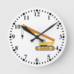Crane Construction Truck Round Clock
