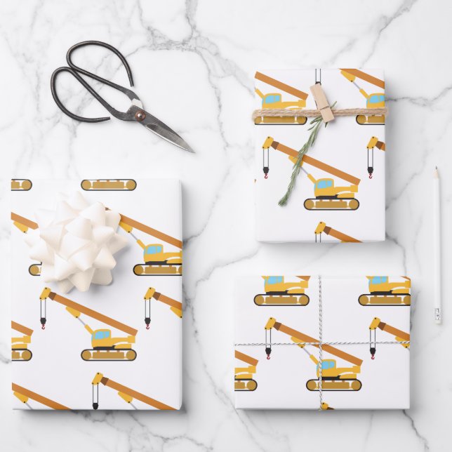 Crane Construction Truck Wrapping Paper Sheet (Front)