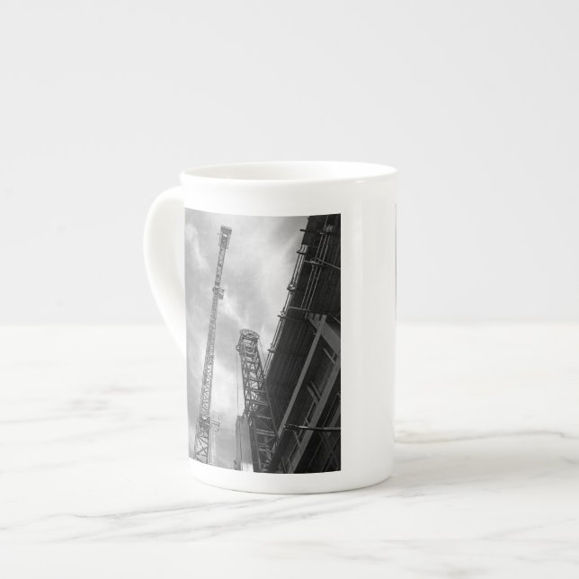 Crane & Counterweight Construction Equipment Photo Bone China Mug (Front Left)