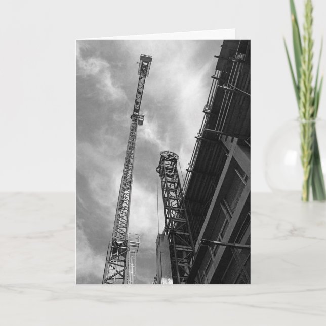 Crane & Counterweight Construction Equipment Photo Thank You Card (Front)