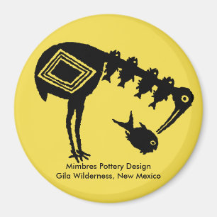 Crane Eating Fish - Mimbres Pottery Design Magnet