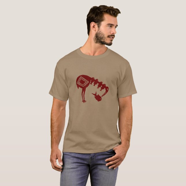 Crane Eating Fish - Mimbres Pottery Design T-Shirt (Front Full)