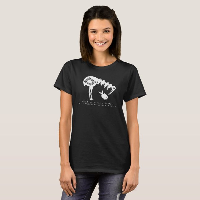 Crane Eating Fish - Mimbres Pottery Design T-Shirt (Front Full)