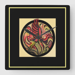 Crane illustration  square wall clock