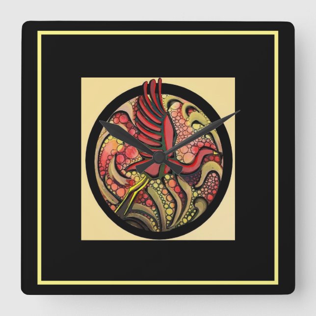 Crane illustration  square wall clock (Front)