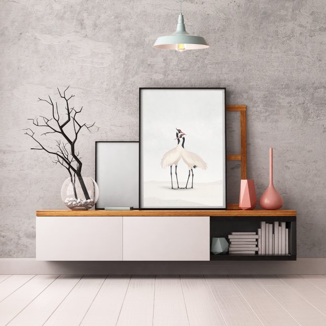Crane Minimalist Aesthetic White Beige B-3 Poster (Creator Uploaded)