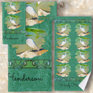 Crane On The Mismaloya River 0335 Bath Towel Set