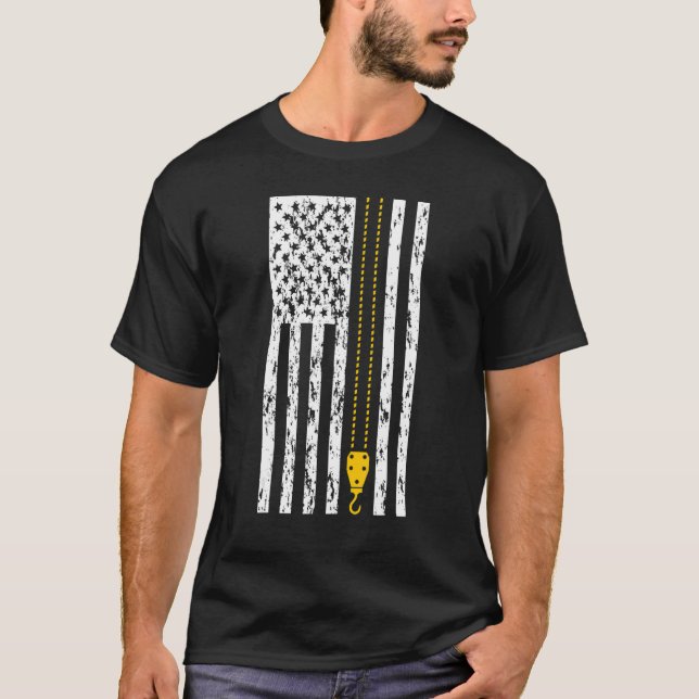 Crane Operator American Flag Crane Driver 1 T-Shirt (Front)