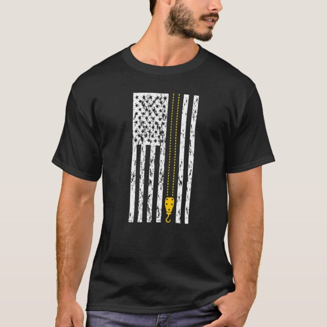 Crane Operator American Flag Crane Driver  1 T-Shirt (Front)