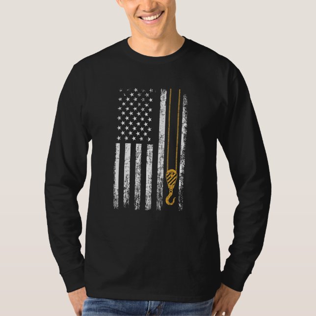 Crane Operator American Flag Crane Operator T-Shirt (Front)