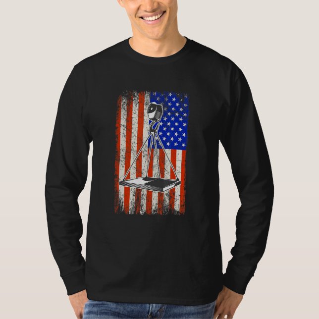 Crane Operator American Flag Heavy Machinery Crane T-Shirt (Front)