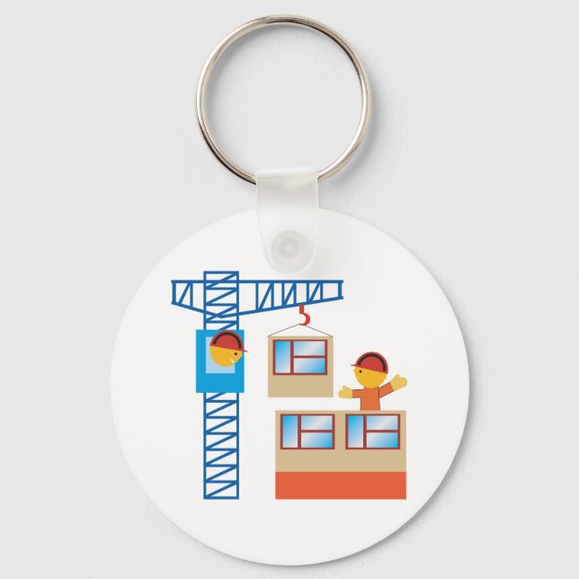 Crane Operator And Construction Worker Key Ring (Front)