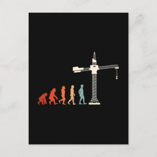 Crane Operator Crane Evolution Construction Worker Holiday Postcard