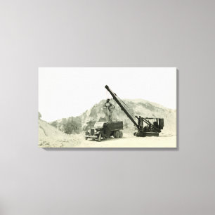 Crane Operator Crane Loading Truck Vintage antique Canvas Print
