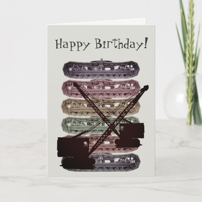 Crane Operator Crawler Crane Birthday Card Vintage (Front)