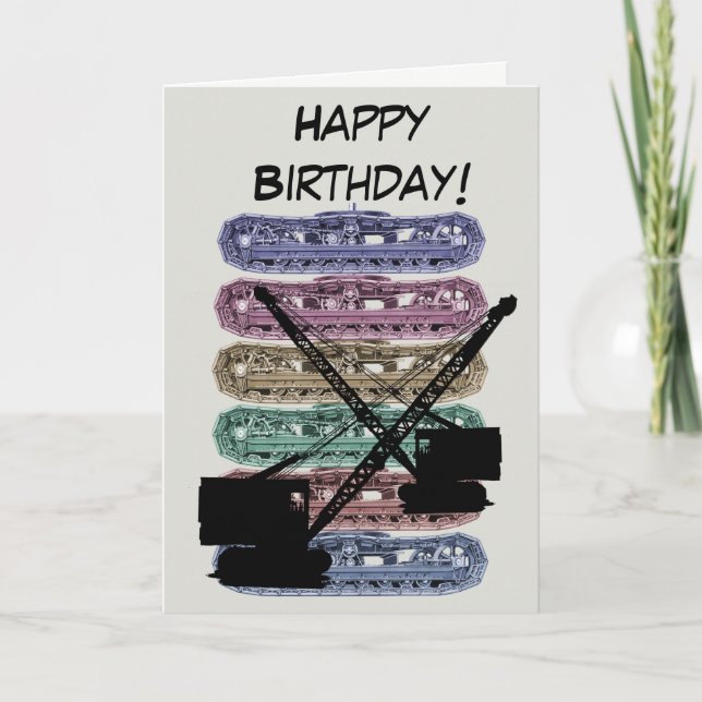 Crane Operator Crawler Crane Birthday Card Vintage (Front)