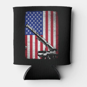 Crane Operator Heavy Machinery Usa American Flag Can Cooler