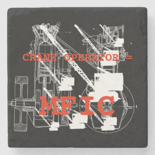 Crane operator = MFIC VINTAGE CRAWLER CRANE white Stone Coaster